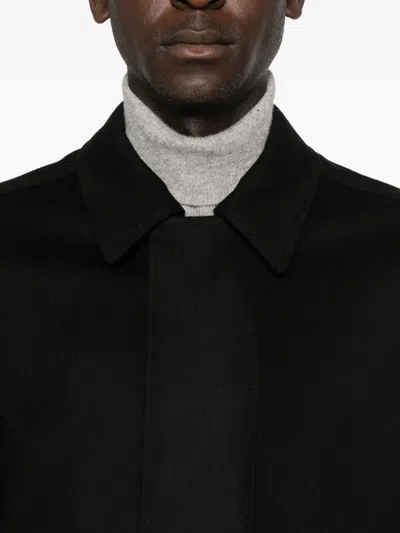 Lardini Patch-pocket Collared Coat In Black