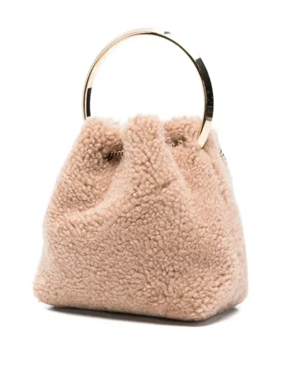 Jimmy Choo Bon Bon Pearl-embellished Ring-handle Bag In Neutral