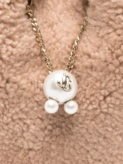 Jimmy Choo Bon Bon Pearl-embellished Ring-handle Bag In Neutral