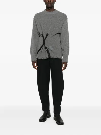 Federico Cina Button-embellished Frayed Sweater In Gray
