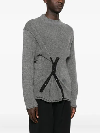 Federico Cina Button-embellished Frayed Sweater In Gray