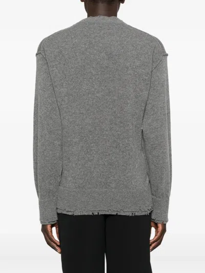 Federico Cina Button-embellished Frayed Sweater In Gray
