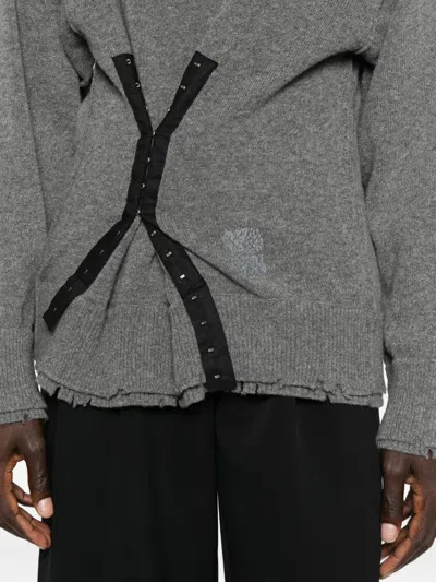 Federico Cina Button-embellished Frayed Sweater In Gray