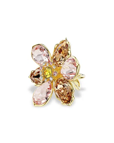 Swarovski Idyllia Multicolored Gold-tone Plated Motif Ring In Multi