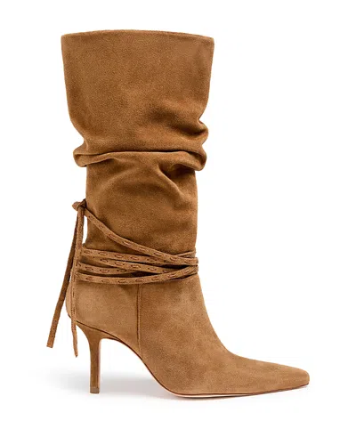 Cinq À Sept Samina Ruched Knee High Boot In Brown