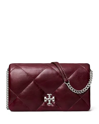 Tory Burch Kira Quilted Leather Wallet On A Chain In Red