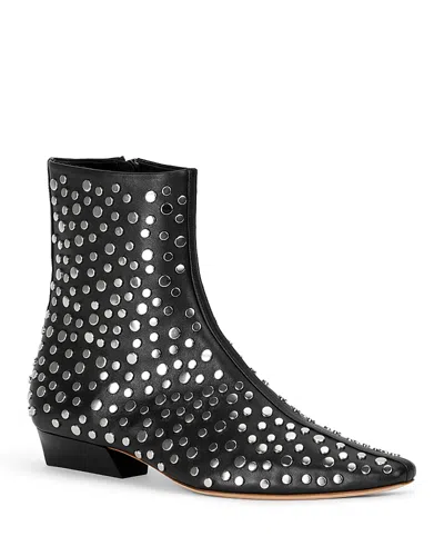 Staud Wally Studded Leather Ankle Boots In Black