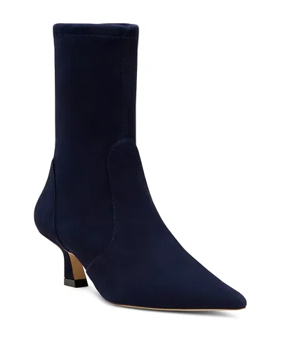 Stuart Weitzman Vinnie Suede Stretch Booties In Blue