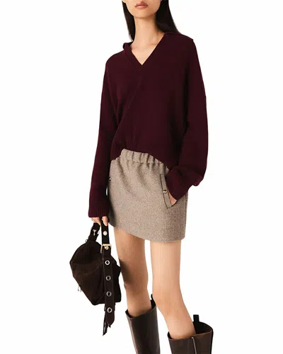 Maje Short Wool Blend Skirt In Neutral