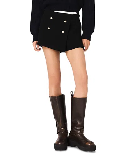 Maje Womens Navy Tweed Contrast-band Stretch-woven Shorts In Blue