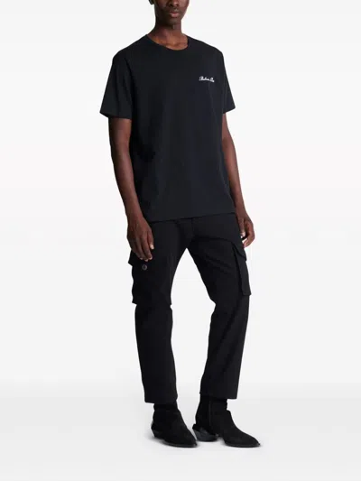 Balmain Black Cotton T-shirt In Black