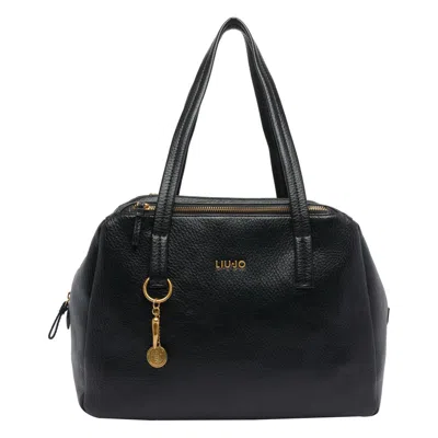 Liu •jo Liu-jo Logo Medium Satchel Bag In Black