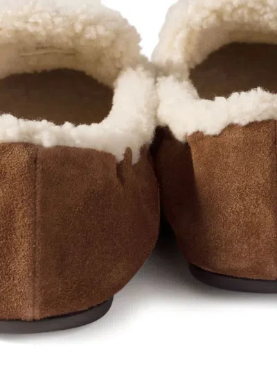 Miu Miu Suede Loafers With Flat Rubber Sole In Brown