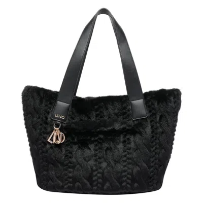 Liu •jo Soft Teddy Shoulder Bag With Dual Handles In Black