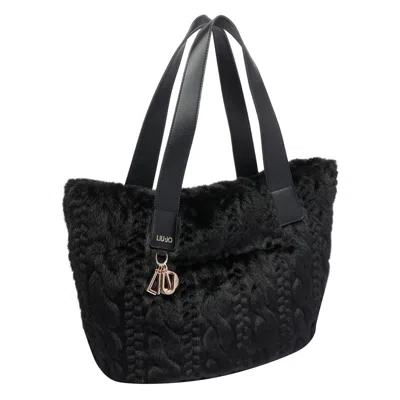Liu •jo Soft Teddy Shoulder Bag With Dual Handles In Black