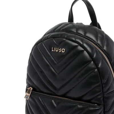 Liu •jo Stylish Quilted Backpack Multiple Pockets In Black