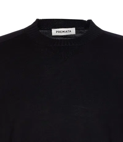 Premiata Ribbed Crewneck Long Sleeve Knit Sweater In Black