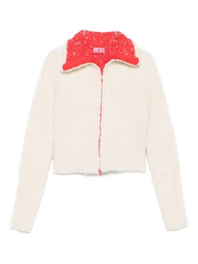 Diesel Cropped Blazer With Contrast Collar And Long Sleeves In Neutral