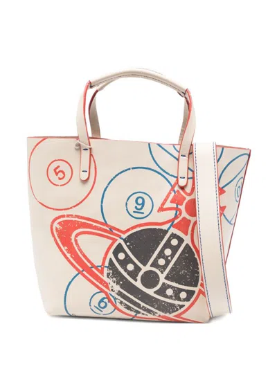 Vivienne Westwood Large Studio Orb-motif Tote Bag In White