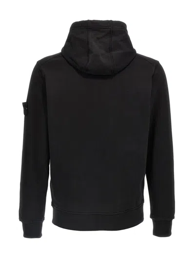 Stone Island Black Fleece Cotton Hoodie In Black