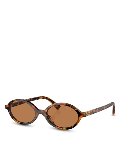 Miu Miu Round Acetate Sunglasses In Brown