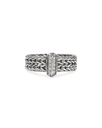 John Hardy Sterling Silver Diamond Icon Link Ring In Silver