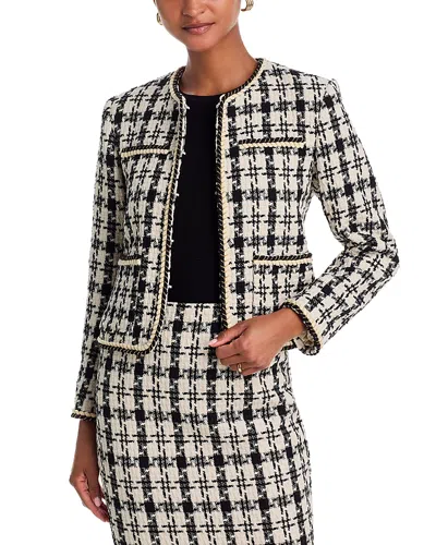 Aqua Houndstooth Tweed Jacket - Exclusive In Gray
