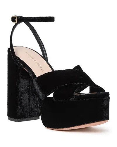 Loeffler Randall 130mm Loretta Velvet Platform Sandals In Black