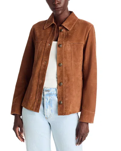 Kobi Halperin Darius Button-down Suede Blouse In Brown