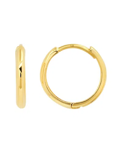 Maxcolor 14k Yellow Gold 14mm Domed Style Huggie Hoop Earrings With Hidden Post Hinged Closure In Gold