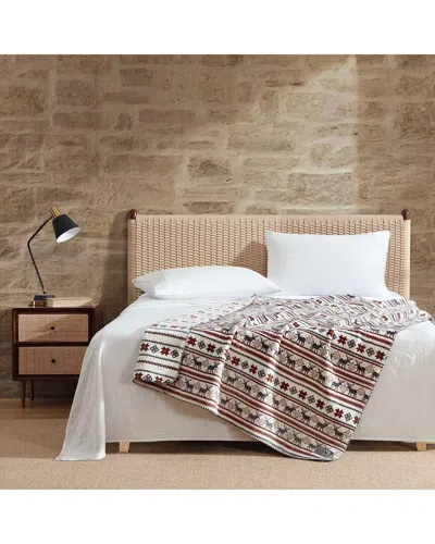 Eddie Bauer Deer Snowflake Lush Flannel Throw In Multi