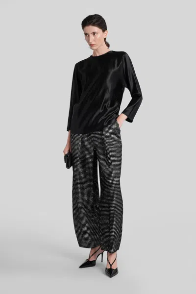 Giorgio Armani Metallic Polyester Pants In Black