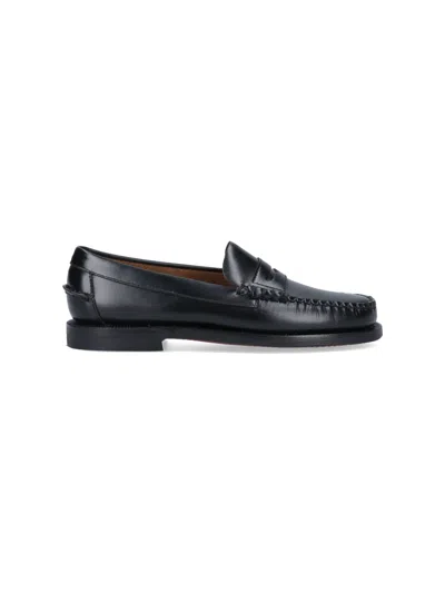 Sebago Black Leather Loafers In Nero Nero