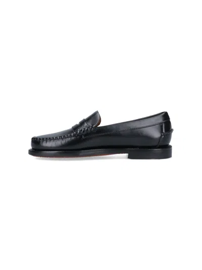 Sebago Black Leather Loafers In Nero Nero