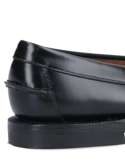 Sebago Black Leather Loafers In Nero Nero