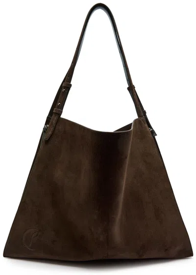 Christian Louboutin Adjustable Strap Suede Tote Bag In Brown