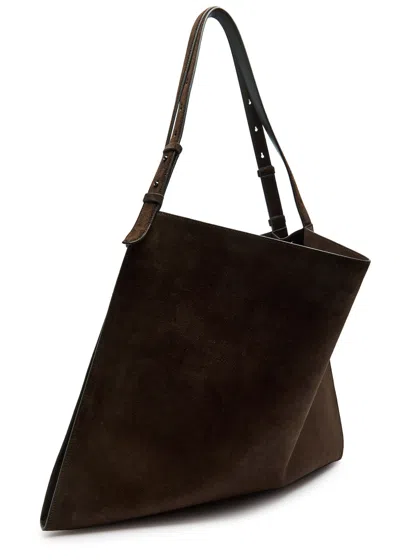 Christian Louboutin Adjustable Strap Suede Tote Bag In Brown