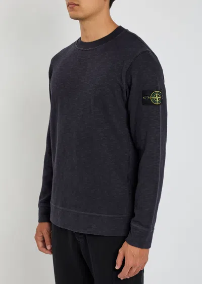 Stone Island Logo Crewneck Sweatshirt In Black