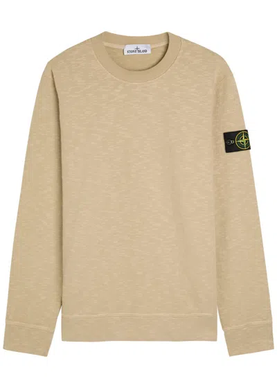 Stone Island Crew Neck Long Sleeve Sweatshirt With Ribbed Cuffs And Hem In Neutral