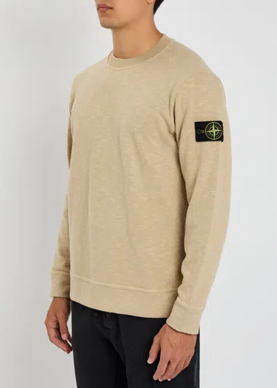 Stone Island Crew Neck Long Sleeve Sweatshirt With Ribbed Cuffs And Hem In Neutral