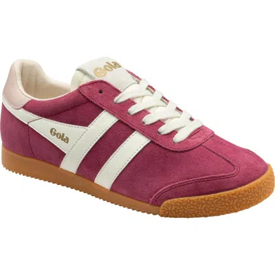 Gola Elan Deep Red Color Block Suede Leather Sneakers