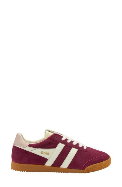 Gola Elan Deep Red Color Block Suede Leather Sneakers