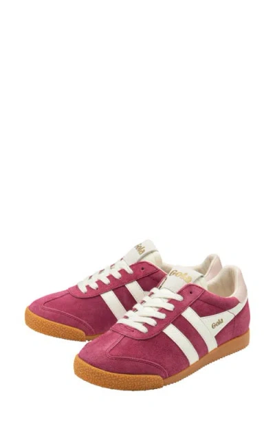 Gola Elan Deep Red Color Block Suede Leather Sneakers