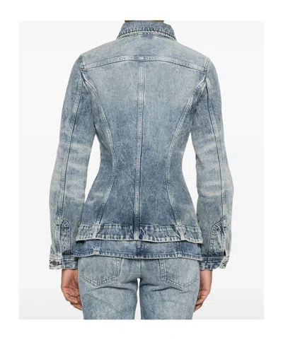 Diesel Fitted Jacket In Lasered Cotton-hemp Denim In Blue