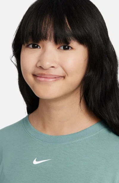 Nike Sportswear Kids' Essential Boxy Embroidered Swoosh T-shirt In Green