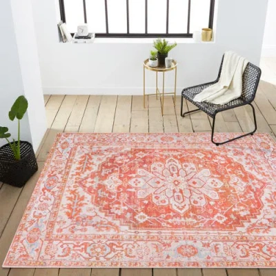 Jonathan Y Asa Ornate Medallion Machine-washable Area Rug In Red