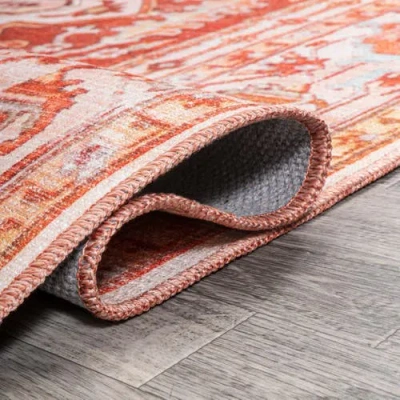 Jonathan Y Asa Ornate Medallion Machine-washable Area Rug In Red