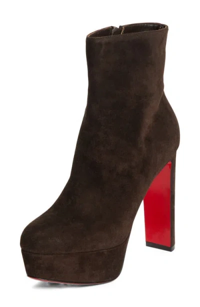 Christian Louboutin Loo 130 Suede Bootie In Brown