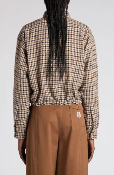 Moncler Houndstooth Wool Blend Blouson Jacket In Multi