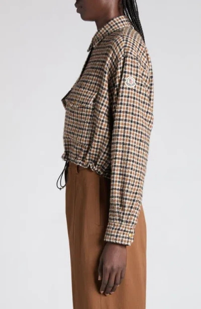 Moncler Houndstooth Wool Blend Blouson Jacket In Multi